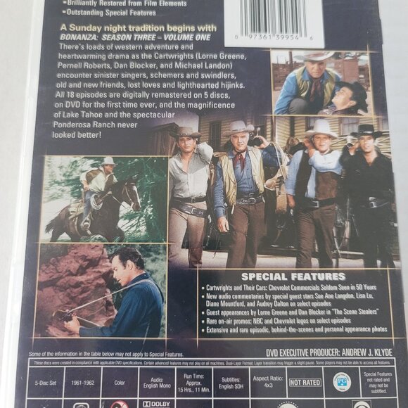 Bonanza: The Official Third Season Volume 1 DVD 1961/1962 FIVE DVD Set - Picture 7 of 13